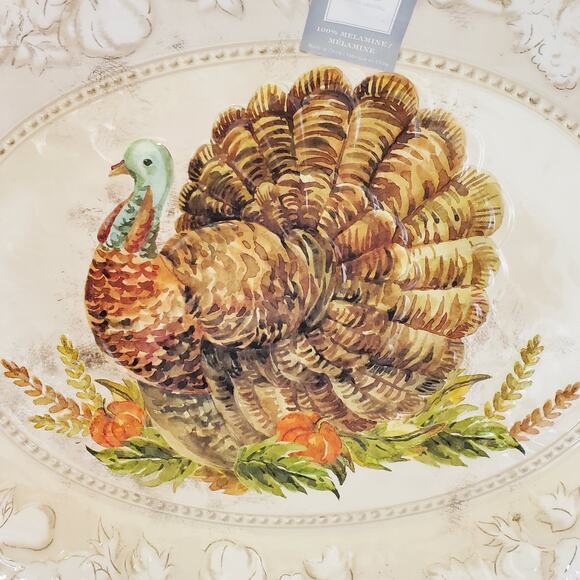 Thanksgiving Melamine Platter Farmhouse Rachel Ashwell 14x18 Retro Holiday New - Picture 3 of 10